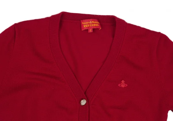 ヴィヴィアンウエストウッド レッドレーベルVivienne Westwood Red Label オーブワンポイント刺繍Vネックカーディガン 赤2 K-125496_003