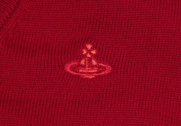 ヴィヴィアンウエストウッド レッドレーベルVivienne Westwood Red Label オーブワンポイント刺繍Vネックカーディガン 赤2 K-125496_004