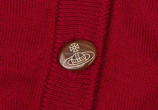 ヴィヴィアンウエストウッド レッドレーベルVivienne Westwood Red Label オーブワンポイント刺繍Vネックカーディガン 赤2 K-125496_005