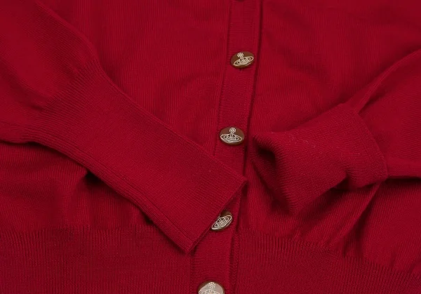 ヴィヴィアンウエストウッド レッドレーベルVivienne Westwood Red Label オーブワンポイント刺繍Vネックカーディガン 赤2 K-125496_007
