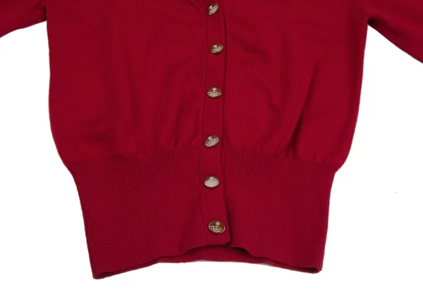 ヴィヴィアンウエストウッド レッドレーベルVivienne Westwood Red Label オーブワンポイント刺繍Vネックカーディガン 赤2 K-125496_008