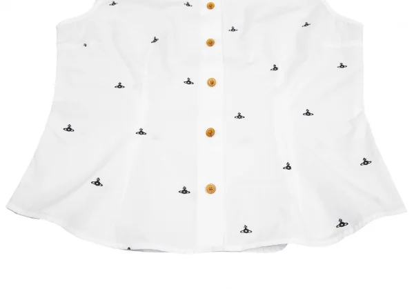 ヴィヴィアンウエストウッド レッドレーベルVivienne Westwood Red Label ネクタイ付きオーブ刺繍ノースリーブシャツ 白黒2位 K-125497_012