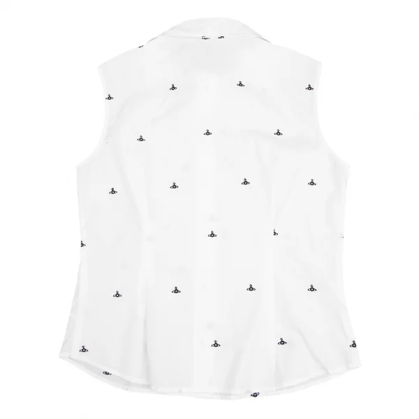 ヴィヴィアンウエストウッド レッドレーベルVivienne Westwood Red Label ネクタイ付きオーブ刺繍ノースリーブシャツ 白黒2位 K-125497_014