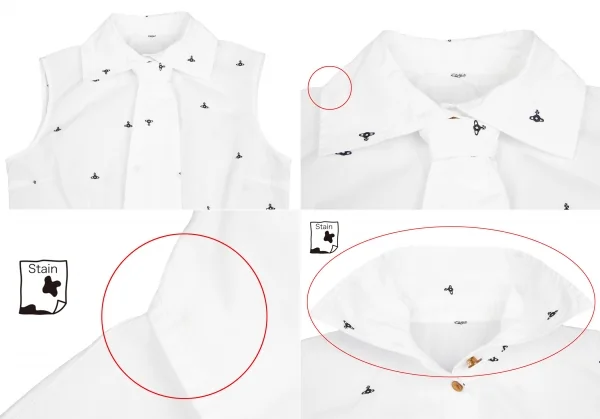 ヴィヴィアンウエストウッド レッドレーベルVivienne Westwood Red Label ネクタイ付きオーブ刺繍ノースリーブシャツ 白黒2位 K-125497_003