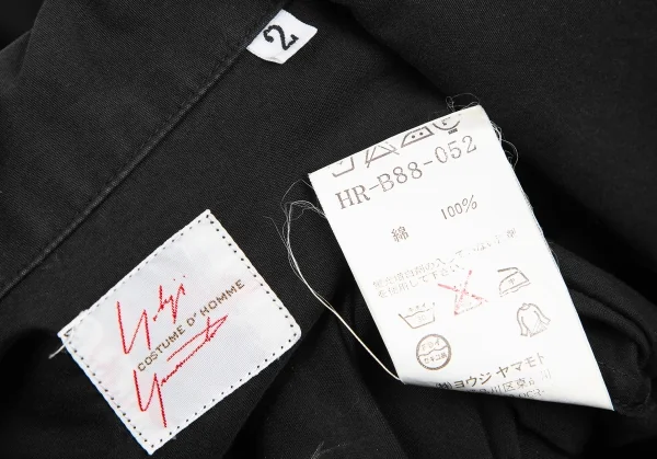 ヨウジヤマモト コスチュームドオムYohji Yamamoto COSTUME D' HOMME フラップポケットオープンカラーシャツ 黒2 K-125549_019