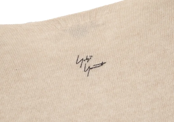 ヨウジヤマモト プールオムYohji Yamamoto POUR HOMME バックシグネチャーロゴ刺繍カシミヤニット ベージュ3 K-125579_010