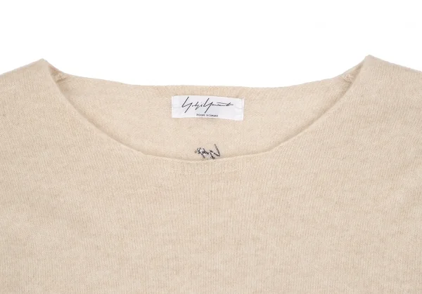 ヨウジヤマモト プールオムYohji Yamamoto POUR HOMME バックシグネチャーロゴ刺繍カシミヤニット ベージュ3 K-125579_002