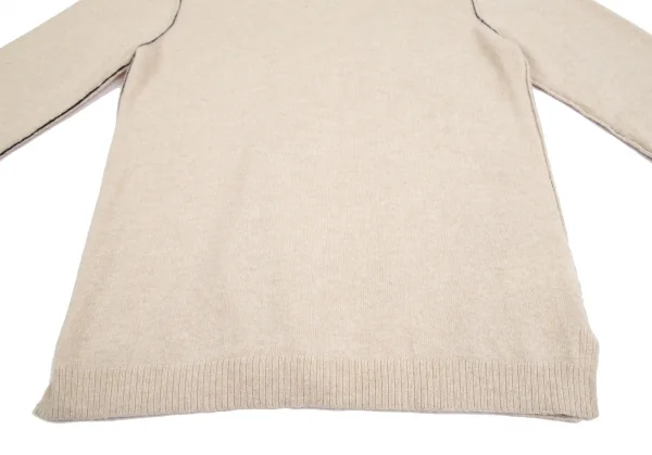 ヨウジヤマモト プールオムYohji Yamamoto POUR HOMME バックシグネチャーロゴ刺繍カシミヤニット ベージュ3 K-125579_006