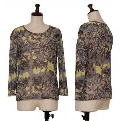 PLEATS PLEASE Floral Dinosaur Printed Mesh T Shirt