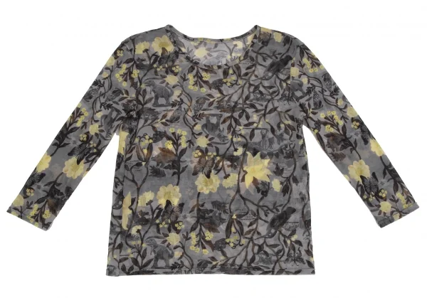 PLEATS PLEASE Floral Dinosaur Printed Mesh T Shirt K-125602_002
