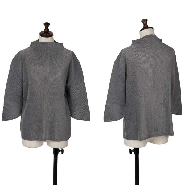 PLEATS PLEASE Fabric Printed Mist Pleats Mock Neck T Shirt Grey 3 K-125604_001