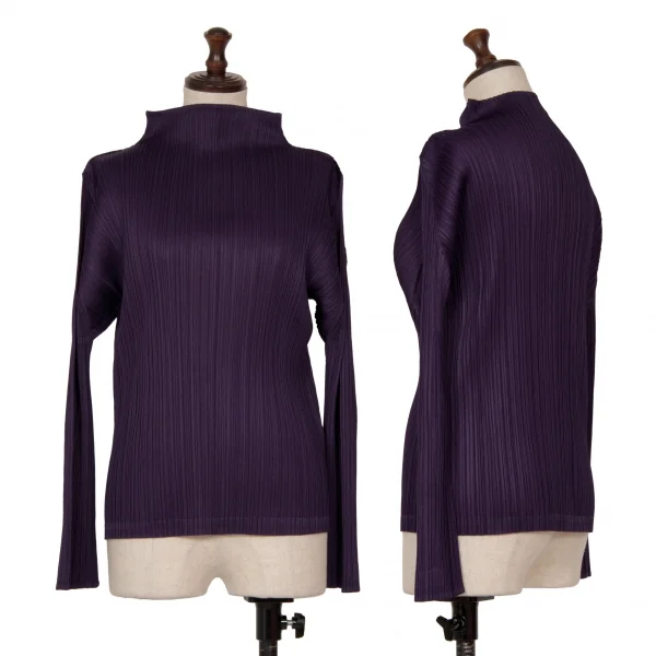 PLEATS PLEASE Mock Neck T Shirt Purple 3 K-125606_001