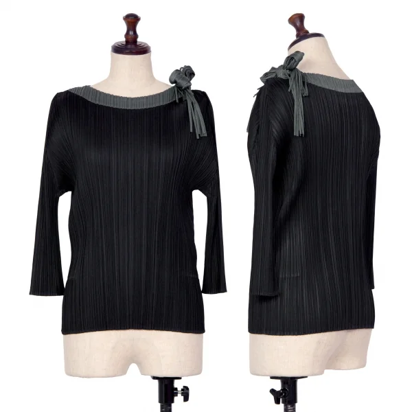 PLEATS PLEASE Fringe Stole T Shirt Black 4 K-125608_001