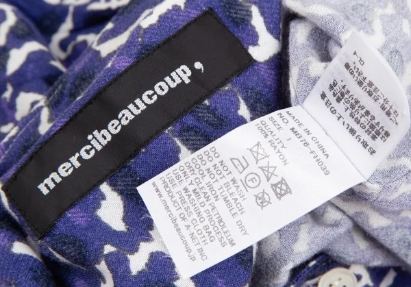 mercibeaucoup Rayon Allover Printed Collarless Shirt Dress K-125616_015