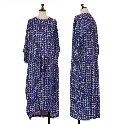 mercibeaucoup Rayon Allover Printed Collarless Shirt Dress
