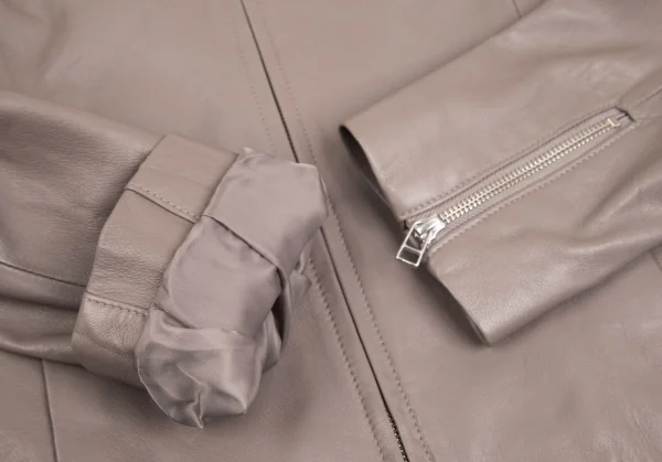 ユナイテッドアローズ グリーンレーベルリラクシングUNITED ARROWS green label relaxing ラムレザーノーカラージップブルゾン ピンクベージュ40 K-125700_007