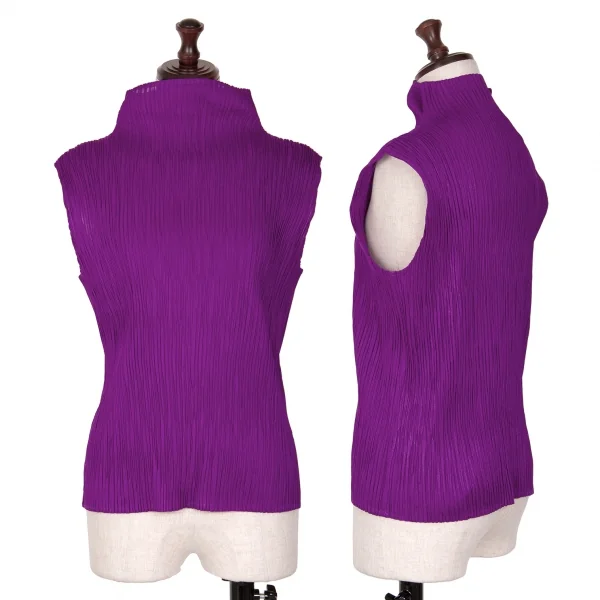 プリーツプリーズPLEATS PLEASE プリーツハイネックノースリーブ 紫3 K-125706_001