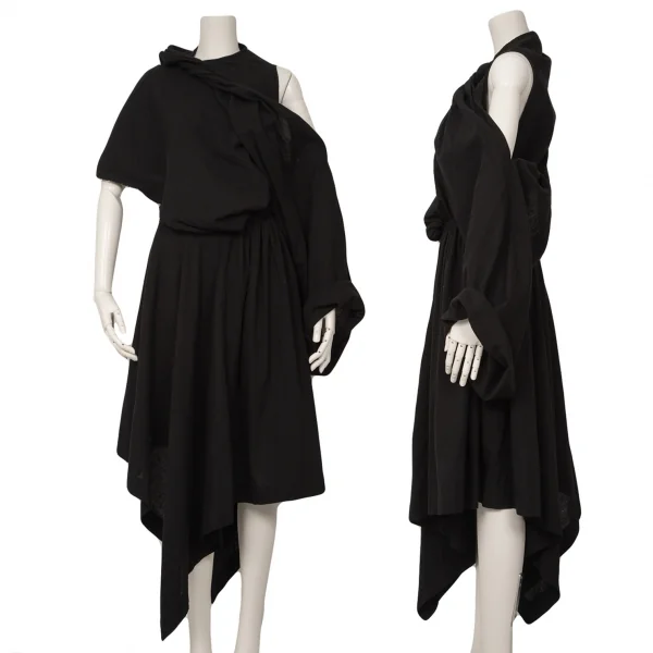 LIMI feu Cotton Linen Draped Dress Black 2 K-125729_001
