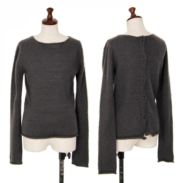 Yohji Yamamoto NOIR Back Button Knit Sweater Charcoal 3 K-125751_001