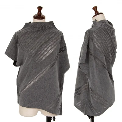 イッセイミヤケ エーポックISSEY MIYAKE A-POC INSIDE ラインメッシュデザインアシンメトリートップス