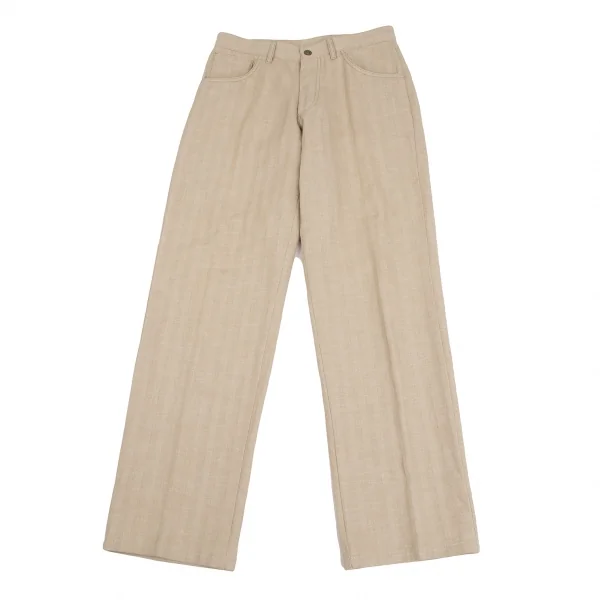 ARMANI COLLEZIONI Cotton Linen Striped Woven Pants Beige S-M K-125776_001