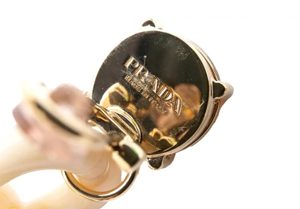 プラダPRADA ビジュー 装飾マーブルリングイヤリング ベージュ K-125796_011