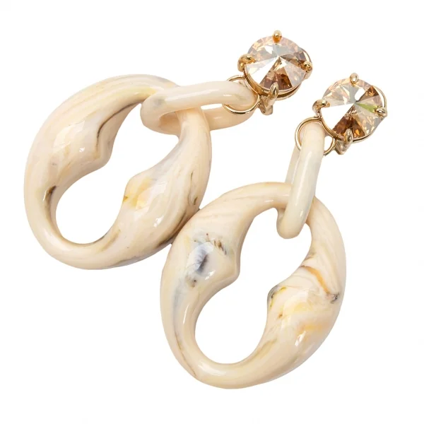 プラダPRADA ビジュー 装飾マーブルリングイヤリング ベージュ K-125796_004