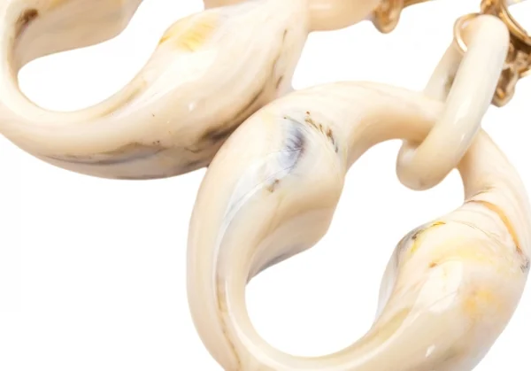 プラダPRADA ビジュー 装飾マーブルリングイヤリング ベージュ K-125796_005