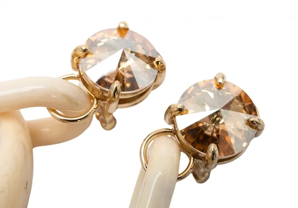 プラダPRADA ビジュー 装飾マーブルリングイヤリング ベージュ K-125796_006