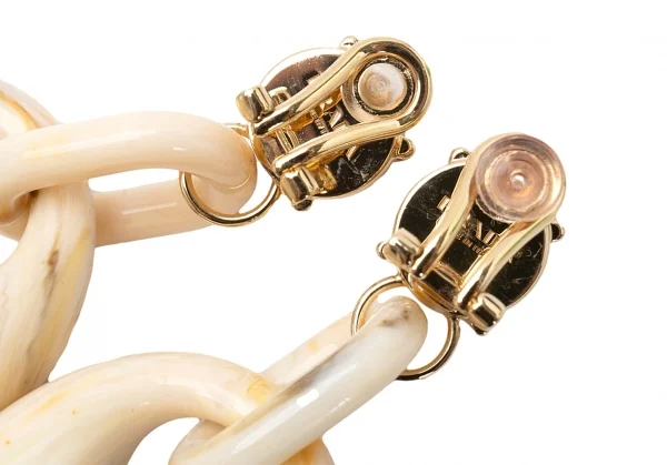 プラダPRADA ビジュー 装飾マーブルリングイヤリング ベージュ K-125796_008