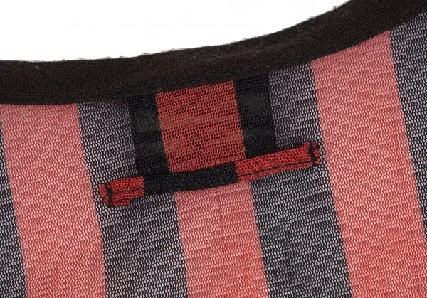 ジャンポールゴルチエ オムJean Paul GAULTIER HOMME コード装飾ストライプパワーネットタンクトップ 黒赤48 K-125818_010
