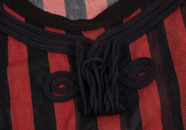 ジャンポールゴルチエ オムJean Paul GAULTIER HOMME コード装飾ストライプパワーネットタンクトップ 黒赤48 K-125818_006