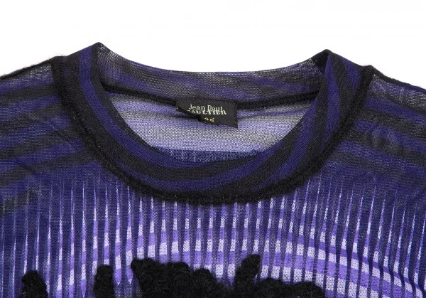 Jean-Paul GAULTIER HOMME Embroidery Printed Mesh T Shirt K-125838_003