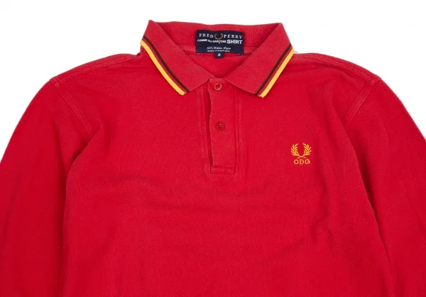 コムデギャルソンシャツ×フレッドペリーCOMME des GARCONS SHIRT×FRED PERRY ポイント刺繍長袖ポロシャツ 赤S K-125882_002