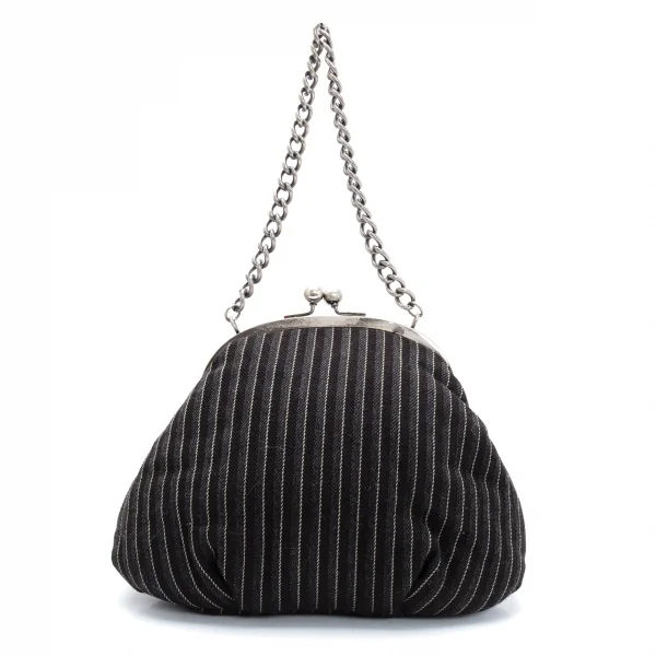 ジュンヤワタナベ コムデギャルソンJUNYA WATANABE COMME des GARCONS ストライプがま口ハンドバッグ チャコール K-125895_002