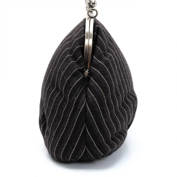 ジュンヤワタナベ コムデギャルソンJUNYA WATANABE COMME des GARCONS ストライプがま口ハンドバッグ チャコール K-125895_003