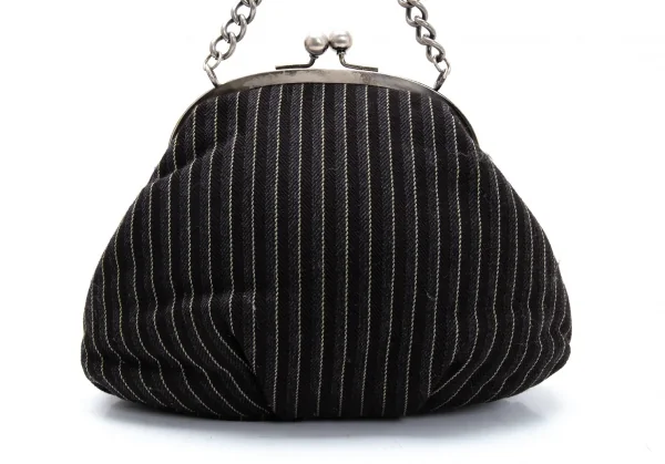 ジュンヤワタナベ コムデギャルソンJUNYA WATANABE COMME des GARCONS ストライプがま口ハンドバッグ チャコール K-125895_004