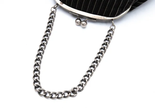 ジュンヤワタナベ コムデギャルソンJUNYA WATANABE COMME des GARCONS ストライプがま口ハンドバッグ チャコール K-125895_007