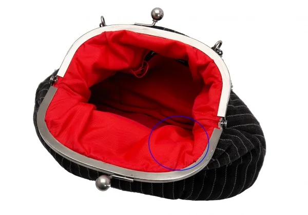 ジュンヤワタナベ コムデギャルソンJUNYA WATANABE COMME des GARCONS ストライプがま口ハンドバッグ チャコール K-125895_009