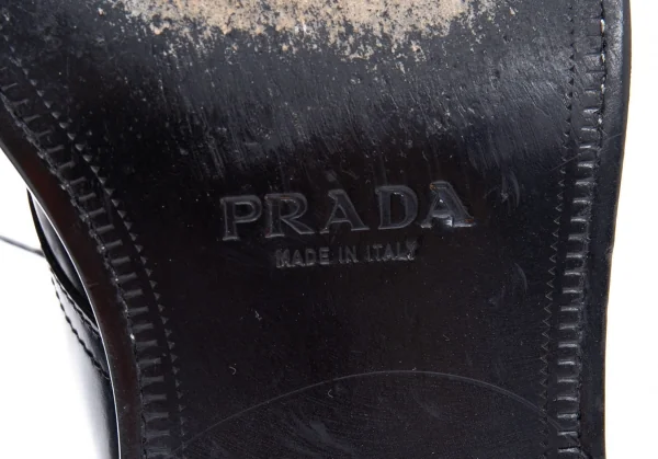 プラダPRADA スクエアトゥレザーシューズ 黒5 1/2(24.5cm位) K-125904_013