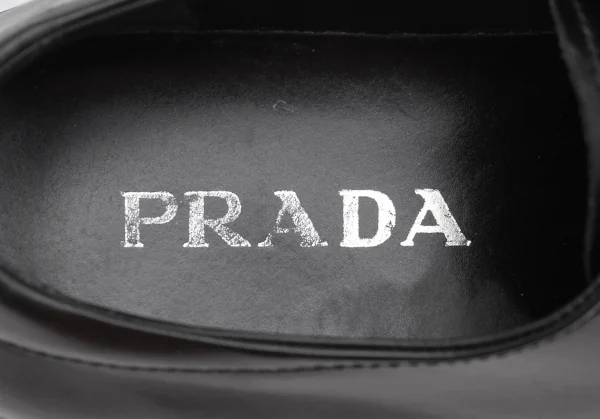 プラダPRADA スクエアトゥレザーシューズ 黒5 1/2(24.5cm位) K-125904_015
