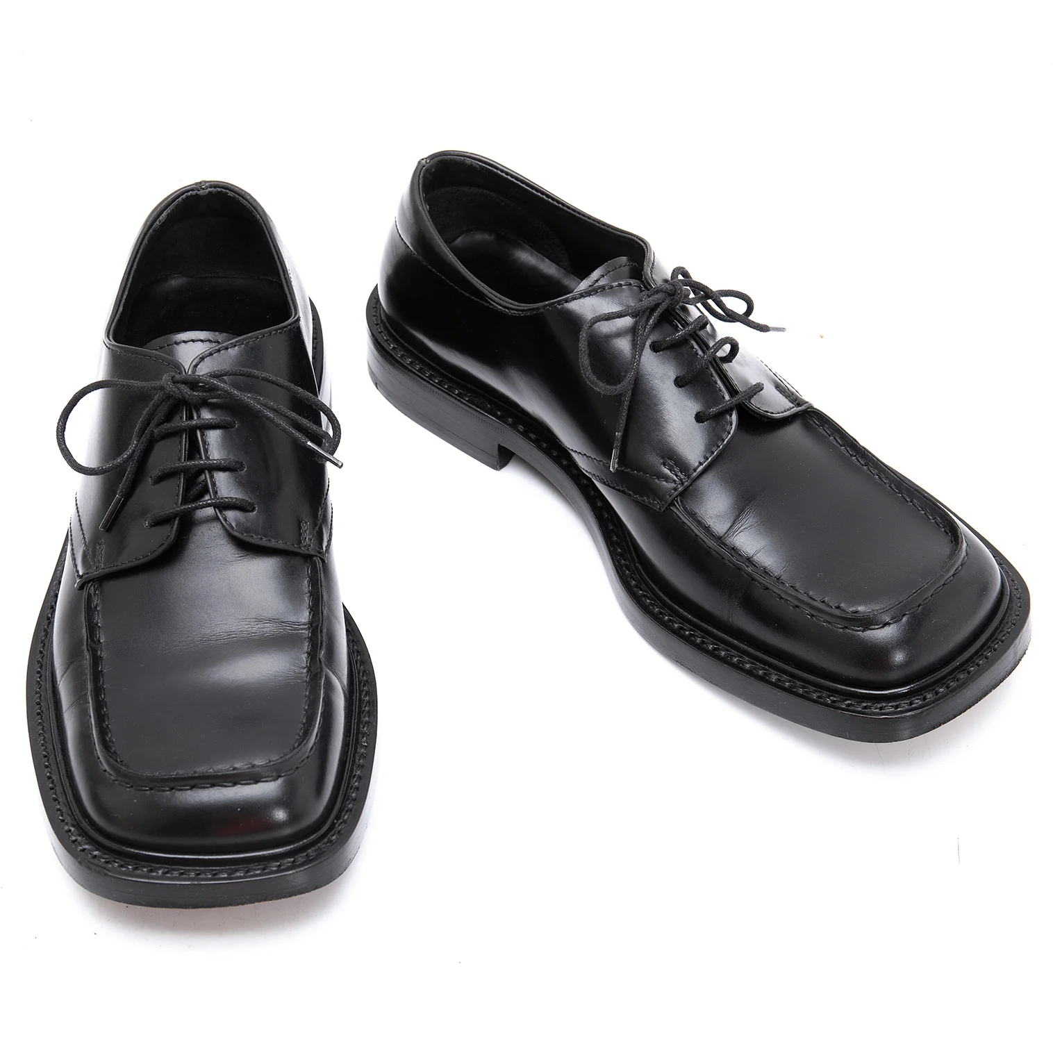 PRADA/プラダ/スクエアトゥシューズ/size9/黒/レザー PRADA レザー スクエアトゥ シューズ ブラック メンズ