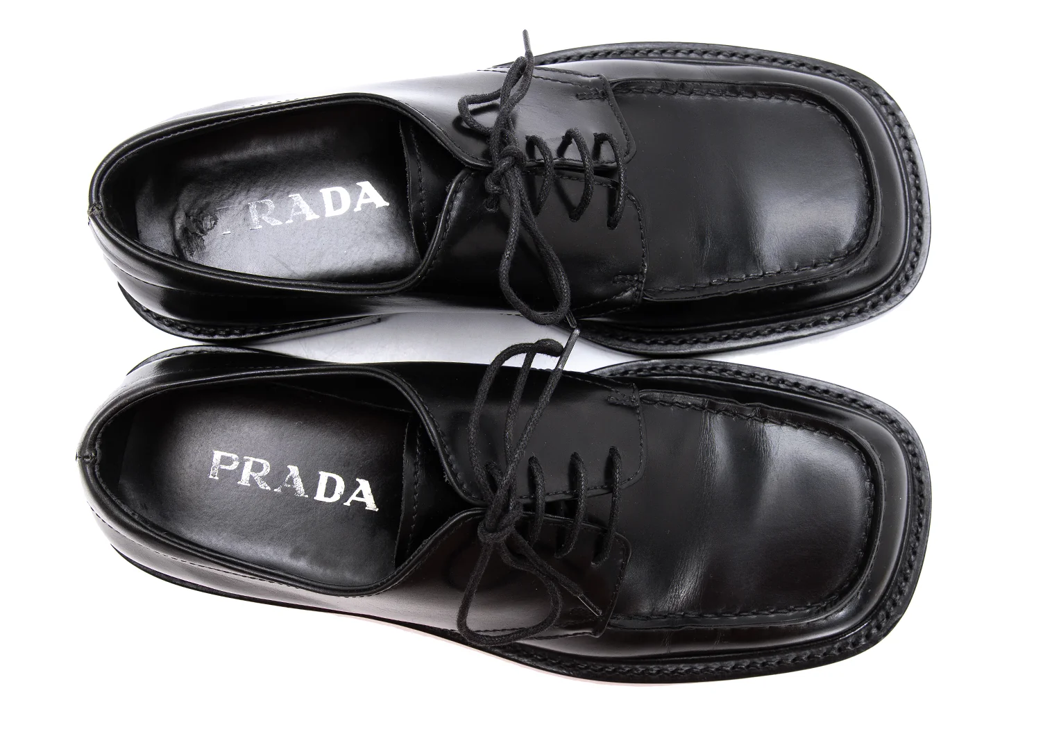PRADA/プラダ/スクエアトゥシューズ/size9/黒/レザー PRADA レザー スクエアトゥ シューズ ブラック メンズ
