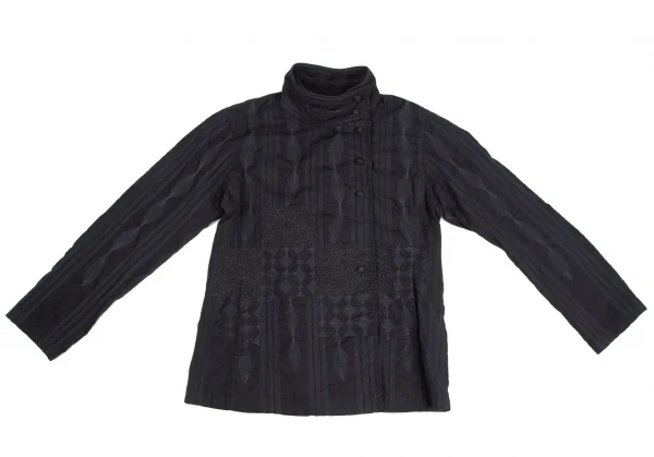 イッセイミヤケ ハートISSEY MIYAKE HaaT インドコットンマルチパターンステッチ刺繍ジャケット 墨黒2 K-125921_002