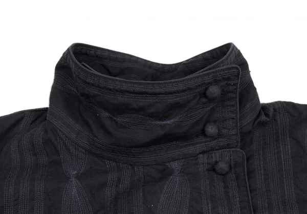 イッセイミヤケ ハートISSEY MIYAKE HaaT インドコットンマルチパターンステッチ刺繍ジャケット 墨黒2 K-125921_003