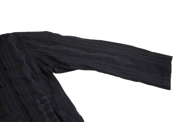 イッセイミヤケ ハートISSEY MIYAKE HaaT インドコットンマルチパターンステッチ刺繍ジャケット 墨黒2 K-125921_005