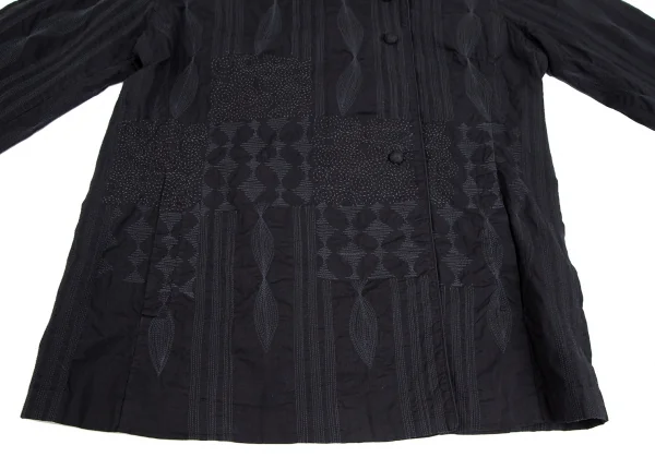 イッセイミヤケ ハートISSEY MIYAKE HaaT インドコットンマルチパターンステッチ刺繍ジャケット 墨黒2 K-125921_008