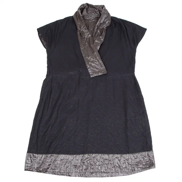 イッセイミヤケ ハートISSEY MIYAKE HaaT シャイニー切替カシュクールワンピース チャコール3 K-125922_002