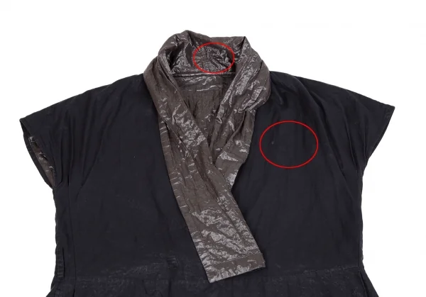 イッセイミヤケ ハートISSEY MIYAKE HaaT シャイニー切替カシュクールワンピース チャコール3 K-125922_003