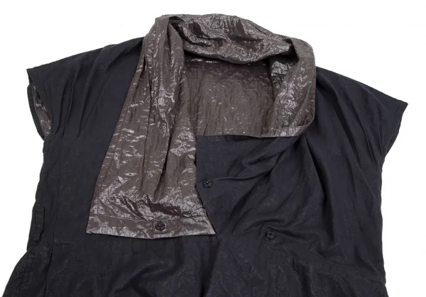 イッセイミヤケ ハートISSEY MIYAKE HaaT シャイニー切替カシュクールワンピース チャコール3 K-125922_007